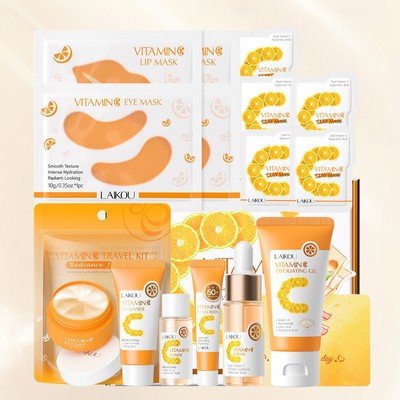 Bộ chăm sóc da phát sáng LAIKOU Vitamin C - Bộ du lịch 6in1 để làm sáng và phục hồi khi di chuyển cho phụ nữ Quà tặng chăm sóc da Hiện tại Chirstmas