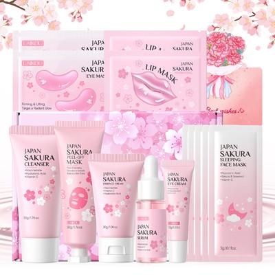LAIKOU Japan Sakura Blooming Radiance: Bộ chăm sóc da Sakura All-in-One, Bộ quà tặng chăm sóc da dành cho nữ Beatuy dành cho bé gái