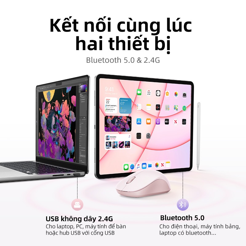 Chuột không dây UGREEN 3 nút im lặng 2.4G với đầu thu Mini USB Cài đặt DPI 4 cấp độ 4000DPI Bluetooth Chế độ kép Tay trái và phải Máy tính xách tay đa năng PC / Mac / Linux | BigBuy360 - bigbuy360.vn