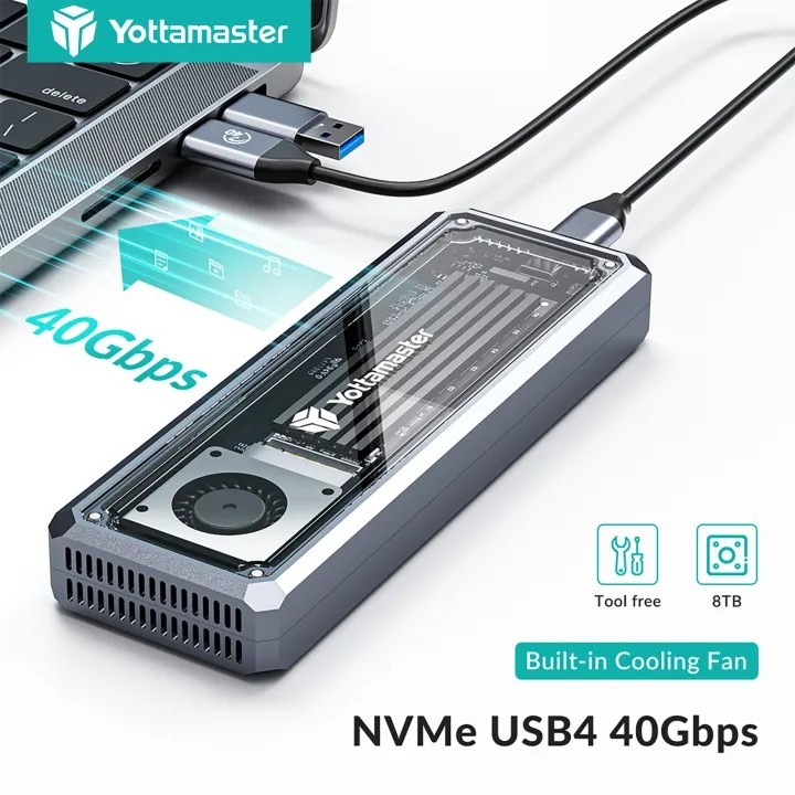 Ốp lưng SSD Yottamaster NVMe USB4 40Gbps Type C Ổ cứng gắn ngoài NVMe Tương thích với Thunderbolt 3 