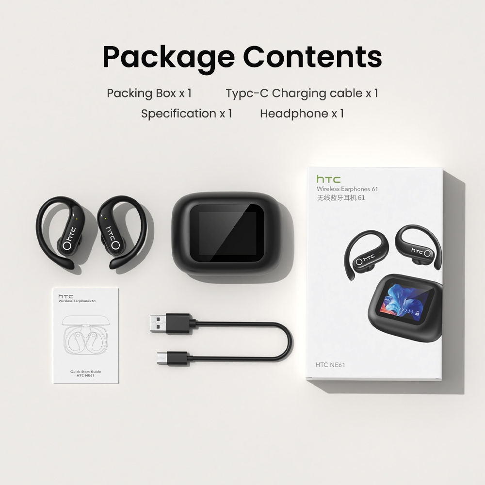 HTC NE61 Tai nghe phiên dịch AI thời gian thực Theo dõi nhịp tim Chống ồn chủ động ANC Tai nghe Bluetooth TWS Bluetooth 6.0 Tai nghe thể thao chống nước IPX5 Chất lượng âm thanh HiFi | BigBuy360 - bigbuy360.vn