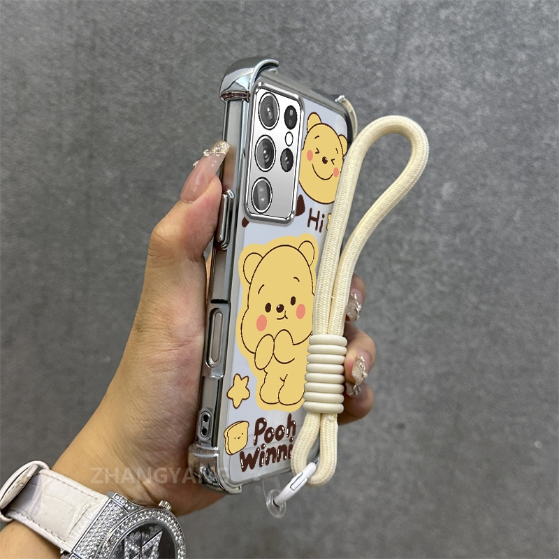 Ốp Lưng Cho Samsung S24 S24 Plus S24 Ultra S24 FE Gấu Sáng Tạo Mạ Điện Nâng Cao Chống Rơi Vỏ Điện Th