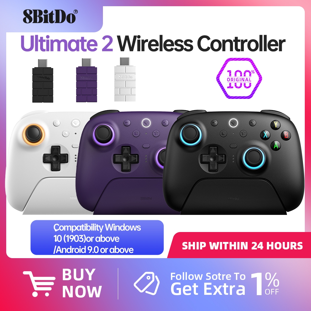 Bộ điều khiển không dây 8BitDo Ultimate 2 Tương thích với Windows và Android