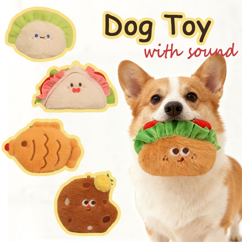 Pet Toys Squeaky Plush Dog Food Toy Cute Food Toys Interactive Teething Toy Bite Resistant Toys