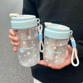 Bình nước Lucky Star! Nắp uống nước kép (Sip & Straw) & Máy pha trà, 580ml / 780ml, Dây đeo mang theo!