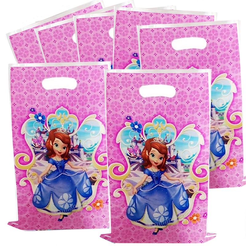 Bộ 50 Công Chúa Sofia Túi Dự Tiệc Sofia Chủ Đề Nhựa Kẹo Loot Túi Trẻ Em Bé Gái Sinh Nhật Đồ Dùng Tra