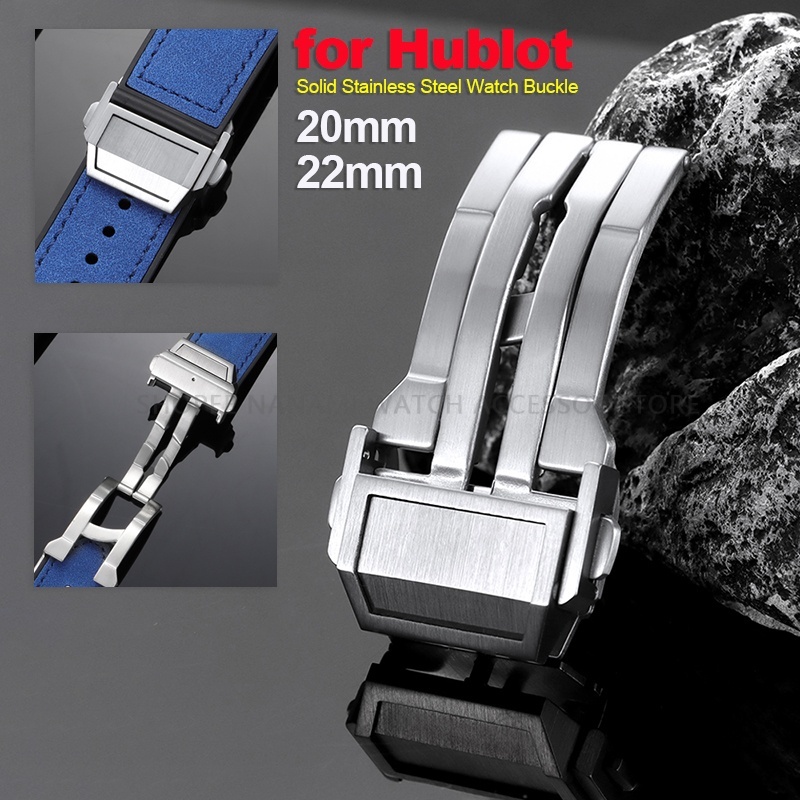 20mm 22mm Cao Cấp Kim Loại Đồng Hồ Khóa Cho Hublot Big Bang Da Silicon Dây Đồng Hồ Dây Đeo Khóa Chắc