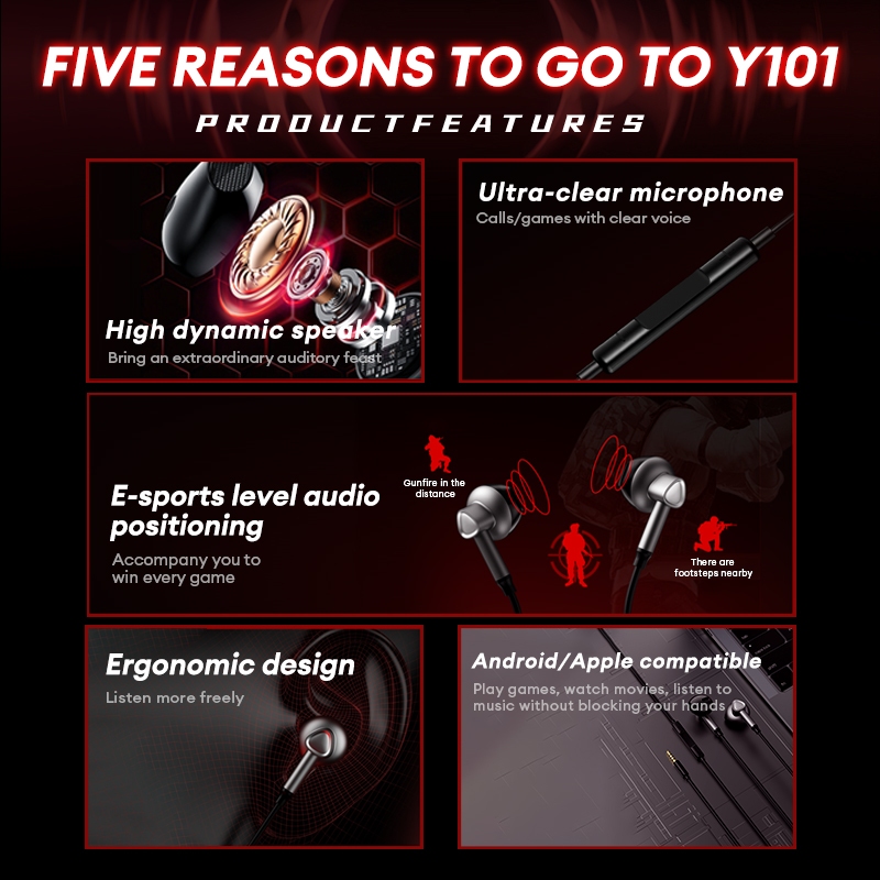 Lenovo Y101and Y101 PRO Giắc cắm 3,5mm Tai nghe có dây đa năng Âm thanh nổi Âm thanh nổi Tai nghe điện thoại | BigBuy360 - bigbuy360.vn