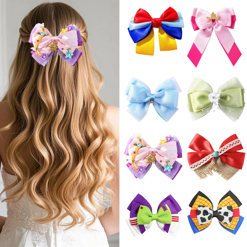 Công Chúa Nơ Kẹp Tóc Bạch Tuyết Rapunzel Moana Kẹp Tóc Cho Bé Gái Cosplay Phụ Kiện Tóc