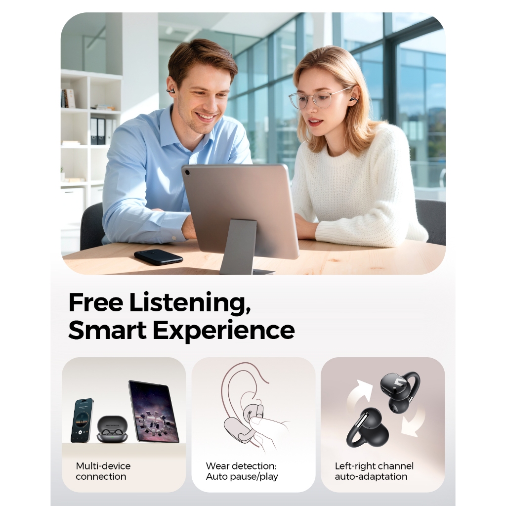Tai nghe Opean-Ear không dây SoundPEATS Clip1 Bluetooth 5.4 hỗ trợ tai nghe không dây thực sự LDAC + Hi-Res | BigBuy360 - bigbuy360.vn