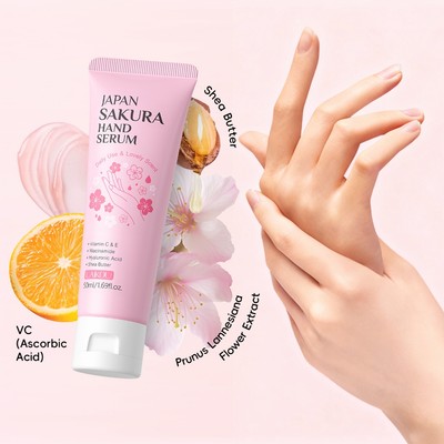 Laikou Japan Sakura Infused Hand Serum: Điều trị làm sáng & nuôi dưỡng bằng Vitamin C, E & Shea Butter cho bàn tay mềm mại, rạng rỡ