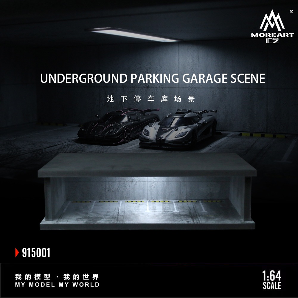 Mô Hình Cảnh 1/64 Nhà để xe ngầm có đèn trang trí cảnh thu nhỏ Mô phỏng bãi đậu xe Mô hình bãi đậu x