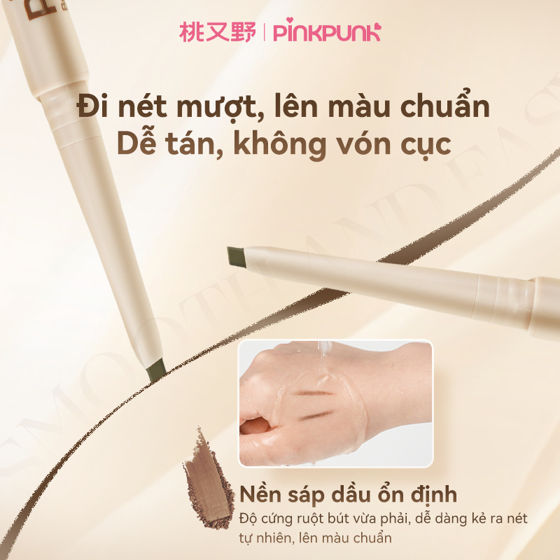 Chì kẻ mày đầu vát PinkPunk tự nhiên chống thấm nước lâu trôi 2 màu Ngòi mảnh 2mm | BigBuy360 - bigbuy360.vn