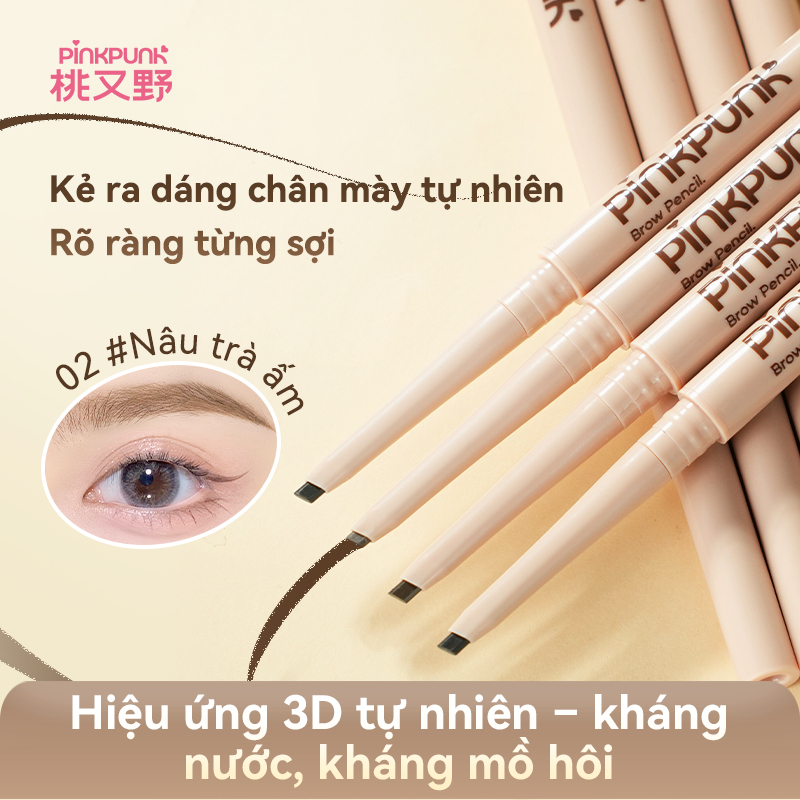 Chì kẻ mày đầu vát PinkPunk tự nhiên chống thấm nước lâu trôi 2 màu Ngòi mảnh 2mm | BigBuy360 - bigbuy360.vn