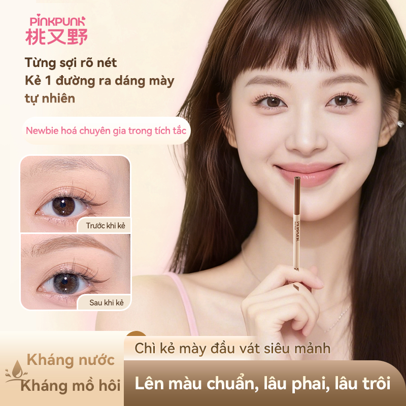 Chì kẻ mày đầu vát PinkPunk tự nhiên chống thấm nước lâu trôi 2 màu Ngòi mảnh 2mm | BigBuy360 - bigbuy360.vn