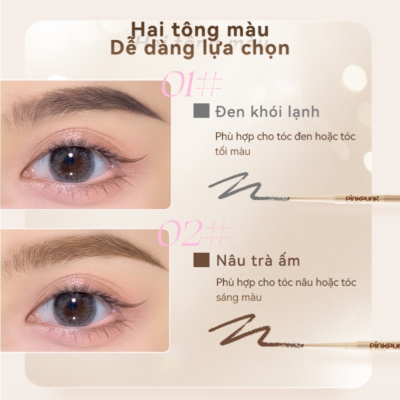 Chì kẻ mày đầu vát PinkPunk tự nhiên chống thấm nước lâu trôi 2 màu Ngòi mảnh 2mm | BigBuy360 - bigbuy360.vn