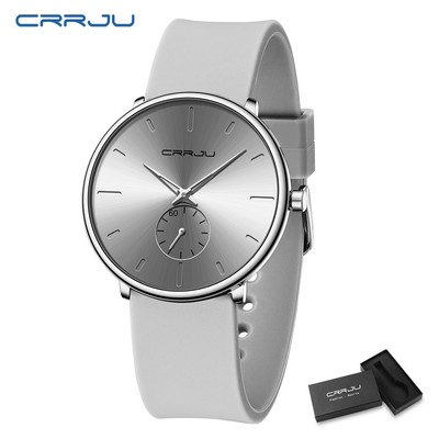 Đồng Hồ Nam CRRJU Dây Đeo Silicon Thời Trang Thể Thao Cổ Điển Đơn Giản Cho Cặp Đôi Thạch Anh Analog Chống Thấm Nước 2150 LA