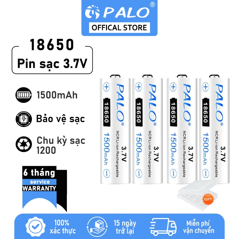 Pin sạc PALO 18650 3.7V 1500mAh (2pcs)