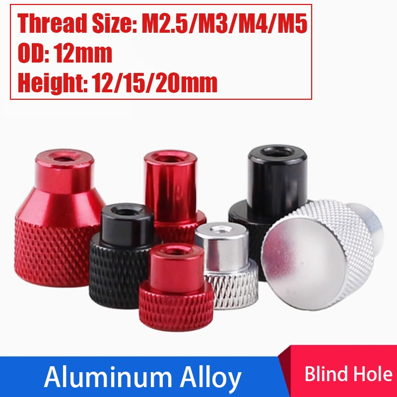 Hợp kim nhôm Knurled Thumb Nuts Lỗ mù Tay nắm Núm Nuts M2.5 / M3 / M4 / M5