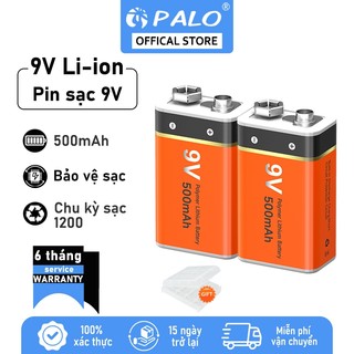 （2PCS） Pin sạc PALO 9V pin dung lượng lớn 500mAh