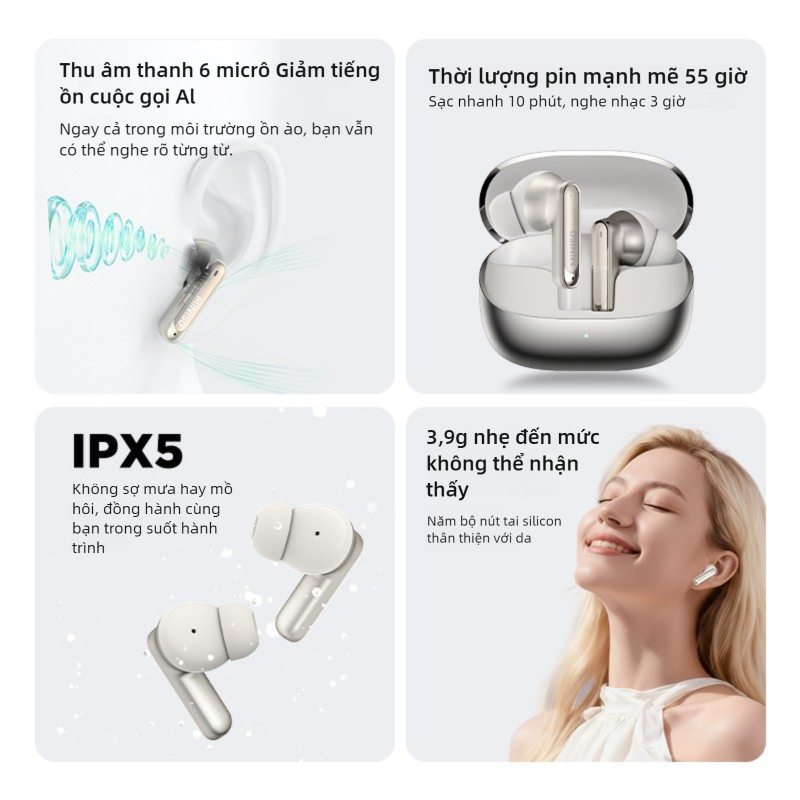 Tai nghe dịch thuật ngôn ngữ MINISO MS106 Tai nghe Bluetooth không dây AI OWS Hỗ trợ 135 ngôn ngữ Tai nghe thể thao Dịch ngôn ngữ thời gian thực IPX5 Chống nước Tự động Giảm tiếng ồn Chất lượng âm thanh HiFi | BigBuy360 - bigbuy360.vn