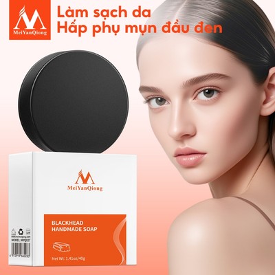 MeiYanQiong Xà bông rửa mặt  than tre đen loại bỏ mụn đầu đen kiềm dầu se khít lỗ chân lông lớn hiệu quả