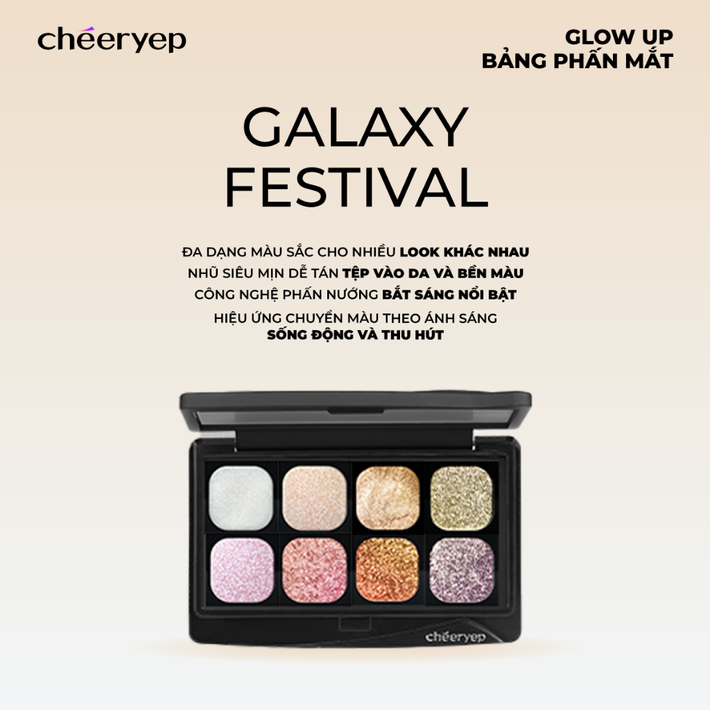 Bảng Phấn Mắt CHÉERYEP Galaxy Festival Nhũ Đa Sắc Bắt Sáng Lấp Lánh Phấn Mịn Dễ Tán Bền Màu | BigBuy360 - bigbuy360.vn