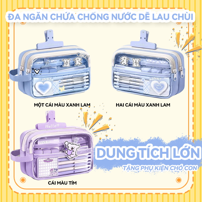   Seckill  Hộp đựng bút chì dung lượng lớn cầm tay chống nước trong suốt|Có Thể Giữ 120 Bút  Thước 20cm    Nhiều Ngăn   Phong Cách Hàn Quốc Dễ Thương   Bền Đẹp   Giá Rẻ|Hộp văn phòng phẩm phù hợp dành cho nữ sinh viên nam 