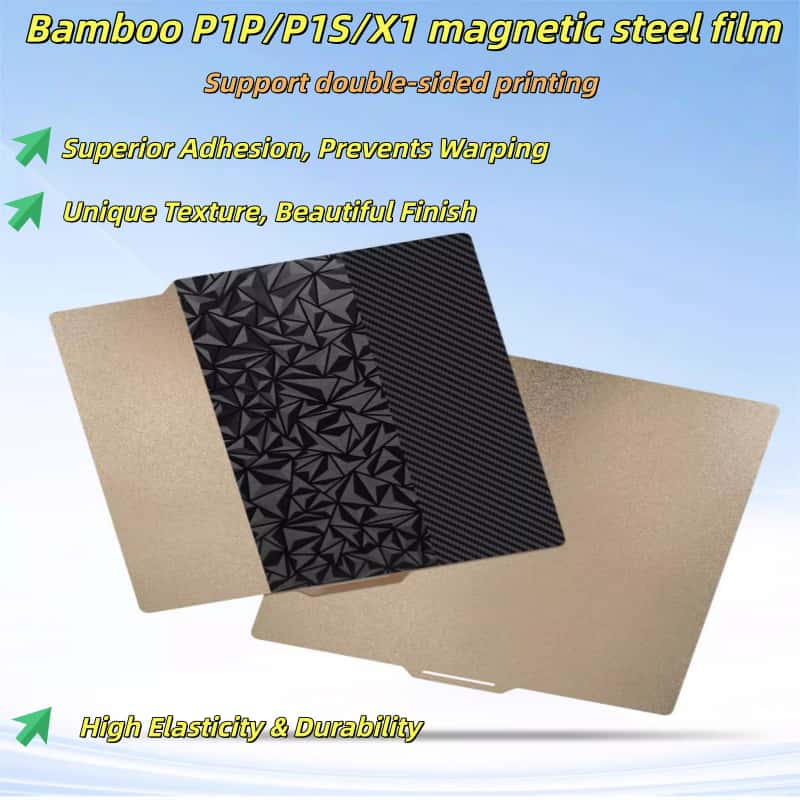 Tấm thép lò xo 3D PEI 257x257mm nhãn dán giường từ tính họa tiết sợi carbon kết cấu kim cương, thích