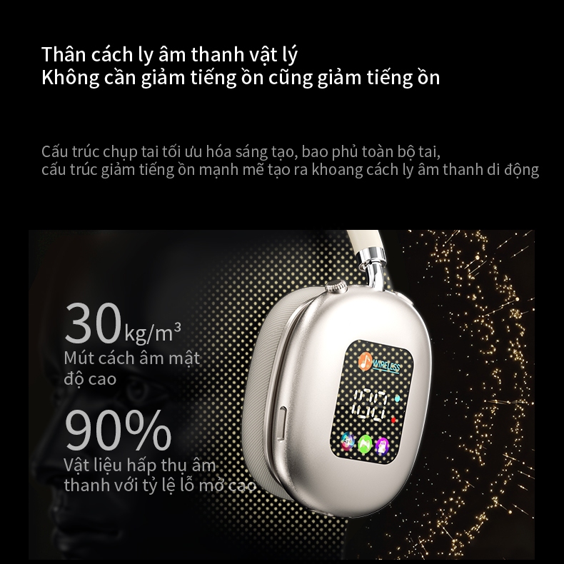 [Inrelax IN600] Tai nghe Bluetooth chụp tai kèm màn hình thông minh | Âm thanh vòm không gian sống động | Hi-Fi & pin bền | BigBuy360 - bigbuy360.vn