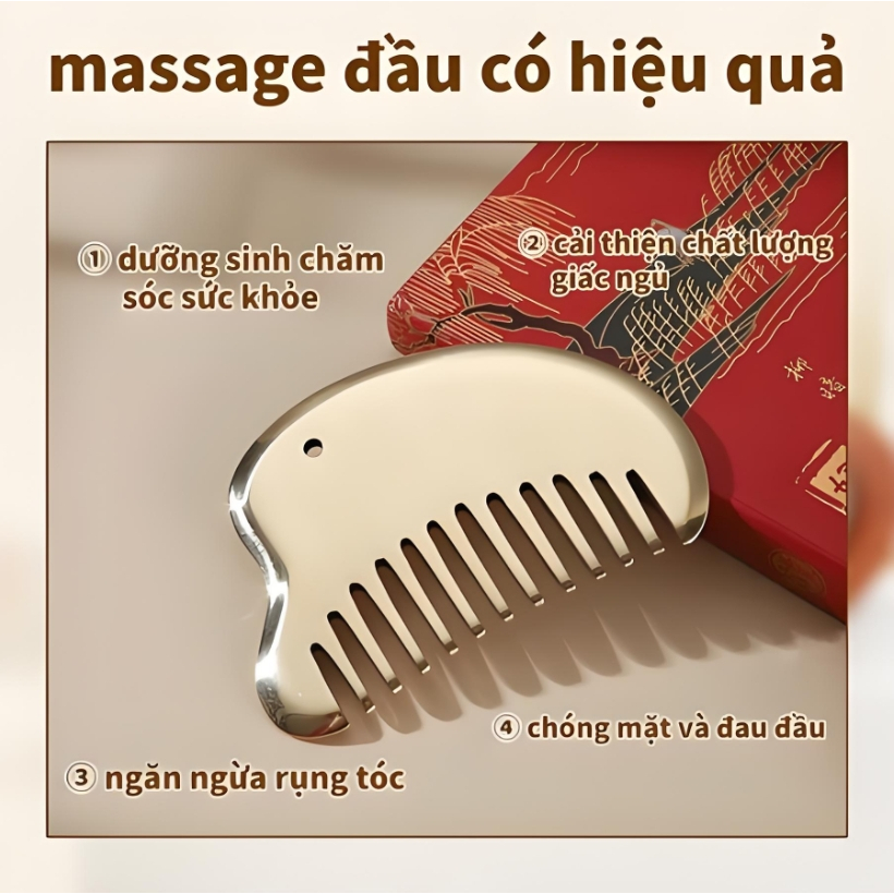 Brass massage comb, anti-static, suitable for head, neck, shoulders, scalp, and full-body massage, i