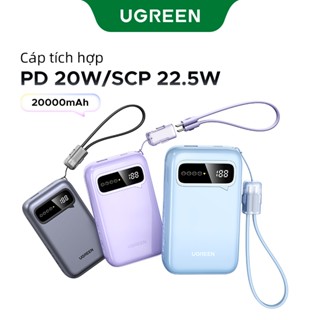  UGREEN Pin sạc dự phòng 20000mAh PD 22.5W 20W Sạc nhanh sạc dự phòng Tích hợp sạc di động có thể gập lại Màn hình kỹ thuật số cho điện thoại 