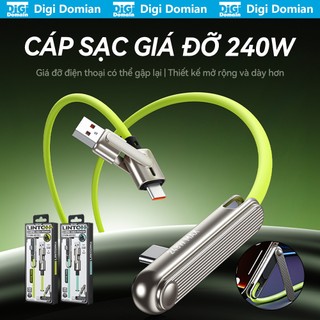  Cáp sạc nhanh WEKOME 240W Type-C + USB-A sang Type-C tích hợp giá đỡ điện thoại gập tương thích iPhone 15 16 17 & Android 