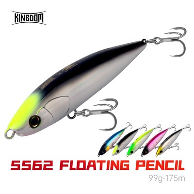 Kingdom Mồi Câu Cá Bút Chì Nổi 175mm 99g Nổi ABS Mồi Cứng Wobblers Đúc Siêu Dài Z-dog Hành Động Hợp Lý Hình Thân Thể 4X Sức Mạnh Treble Móc Cho Câu Cá Nước Mặn