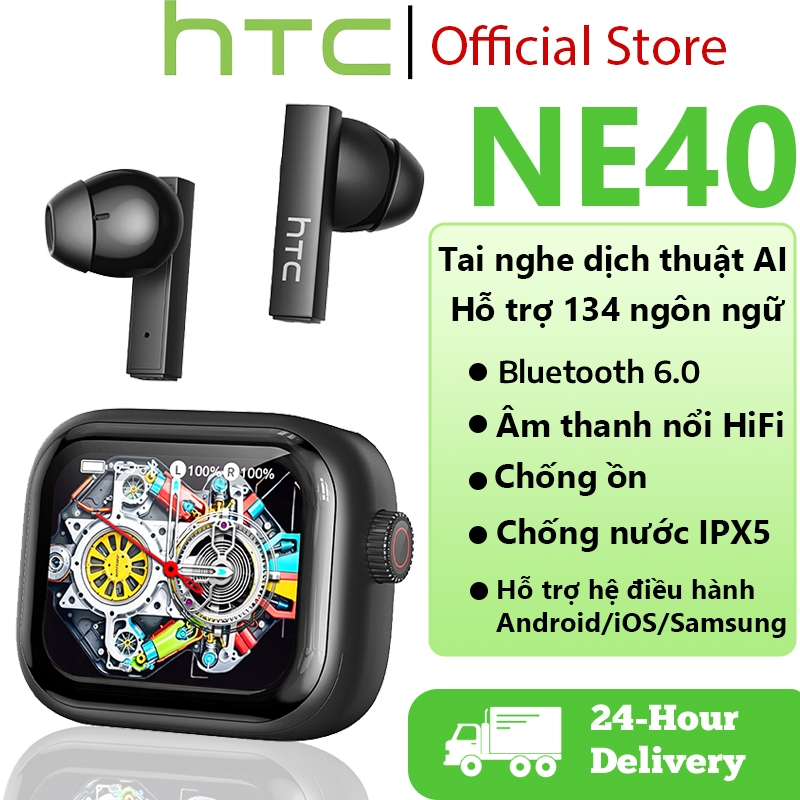 HTC NE40 Tai Nghe Bluetooth 6.0 Phiên Dịch AI Tai nghe không dây, Màn hình LED Độ trung thực cao, Thích hợp cho trò chơi, văn phòng, thể thao, âm nhạc và điện thoại Tai nghe nhét tai, Tai nghe chống nước IPX5, Tai nghe nhét tai micrô tích hợp | BigBuy360 - bigbuy360.vn