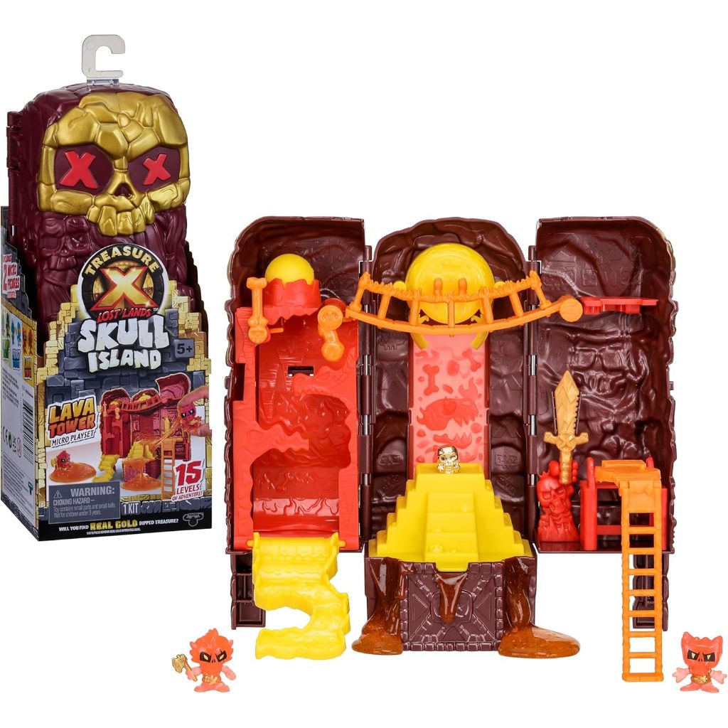 Bộ đồ chơi Mini tháp núi lửa Treasure X Lost Lands Skull Island, 15 cấp độ phiêu lưu. Bẫy sinh tồn v
