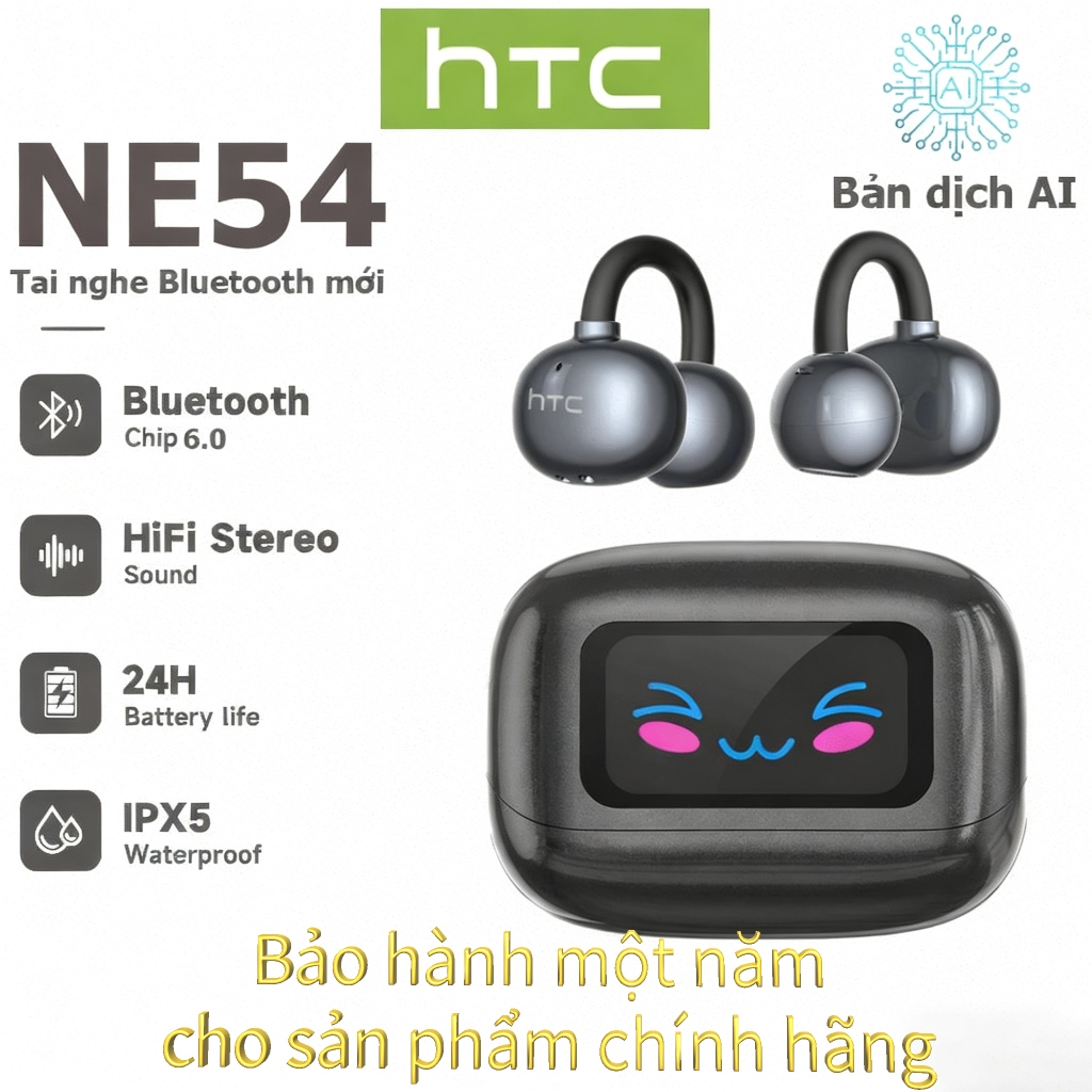 HTC NE54 AI Dịch Tai Nghe Bluetooth Dịch Thời Gian Thực BluetoothTWS Bluetooth 6.0 Chất Lượng Âm Thanh HiFi IPX5 Tai Nghe Không Dây Chống Nước Hỗ Trợ Giấy Dán Tường Thay Thế Bảo Hành Một Năm | BigBuy360 - bigbuy360.vn