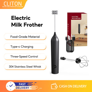 Máy tạo bọt sữa điện CLITON bằng thép không gỉ có chân đế cấp thực phẩm cho cà phê Factpe Latte Matcha
