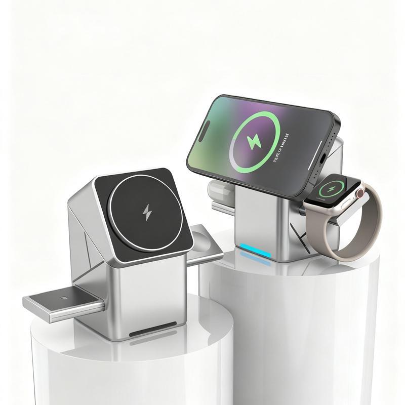 Trạm sạc không dây 3 trong 1 sạc nhanh 3 trong 1 - Sạc nhanh CubeTrick-X Qi2 15W - Dành cho Apple Wa