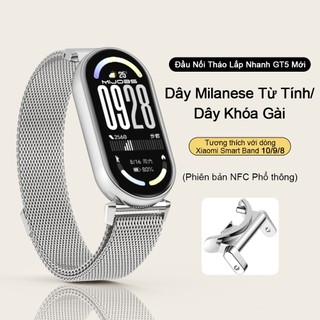  MIJOBS cho Dây đeo kim loại Xiaomi Mi Band 10 9 8 Vòng đeo tay bằng thép không gỉ cho Mi Band 10 Phiên bản gốm Dây đeo đồng hồ cho Mi Band 9 NFC Dây đeo cổ tay thay thế 