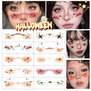  Giáng Sinh Dễ Thương Nữ Tính Trang Điểm Màu Hình Xăm Miếng Dán Mặt Giáng Sinh Miếng Dán Bông Tuyết Hoạt Hình Tình Yêu Blush Trẻ Em COS 