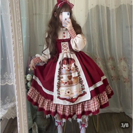Little Red Riding Hood lolita Berry Girl op Clearance lolita Váy Nhật Bản Váy lolita Váy Trọn Bộ Trẻ