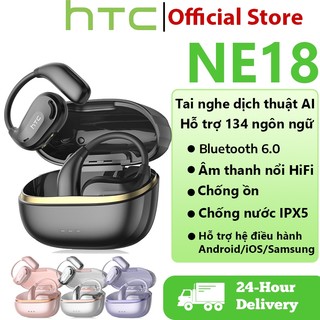  HTC NE18 OWS Tai nghe Bluetooth không dây Nhận diện ngôn ngữ AI Dịch thời gian thực Pin lâu Thiết kế công thái học Chống ồn chủ động Tương thích Android iOS Phù hợp văn phòng và thể thao 