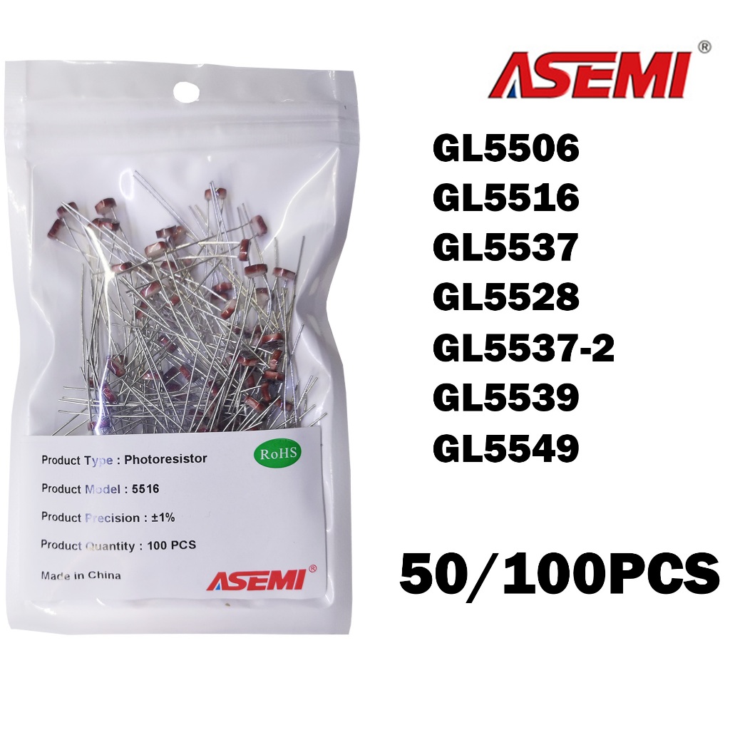 Bộ 50 / 100 Bộ Photoresistor Quang Điện Trở Nhạy Cảm GL5506 GL5516 GL5528 GL5537 GL5539 Điện Trở Qua
