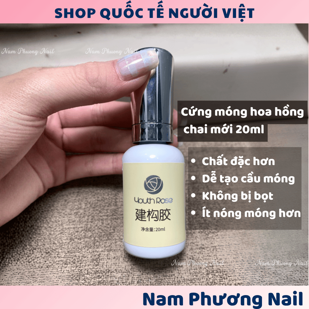 Cứng móng hoa hồng chai vàng CHÍNH HÃNG mã mới 20ml chất đặc dễ tạo cầu móng 🌸 Nam Phương Nail 🌸