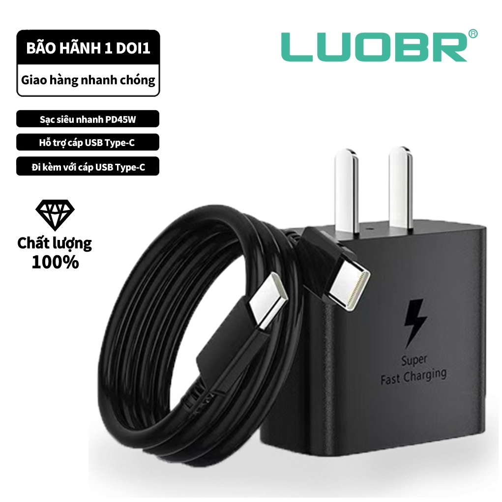 Bộ sạc Samsung 25 / 45w Type C cho Note 10 Plus Note 20 S21 S22 S22 Plus S22 Cáp sạc và sạc Ultra Sansung