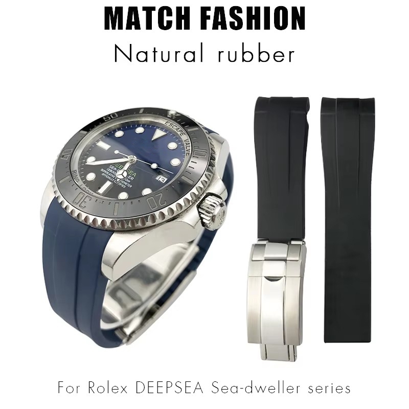 Dây đeo đồng hồ cao su 21mm 22mm cho Rolex Deep Sea Dweller 126600, 126603, 126660, 136660 DEEPSEA S