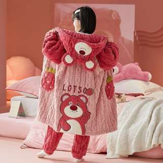  Váy ngủ bé gái lông cừu san hô mùa thu đông dài dày Bộ đồ mặc nhà cho trẻ em 