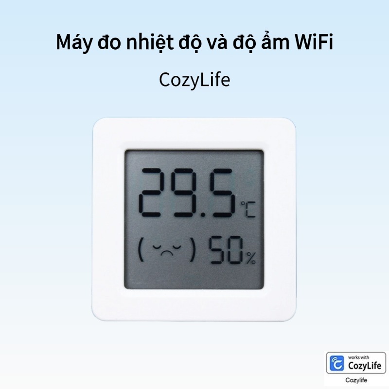 Ứng dụng Cozylife WIFI Cảm biến nhiệt độ và độ ẩm thông minh Màn hình điều khiển nhiệt kế nền thông 