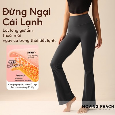 Moving Peach Quần Loe Nữ Vải Lông Cừu Ấm Áp Cao Cấp, Phù Hợp Tập Luyện và Hàng Ngàỳ